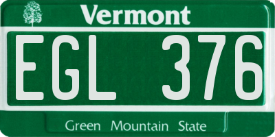 VT license plate EGL376