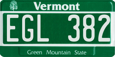 VT license plate EGL382