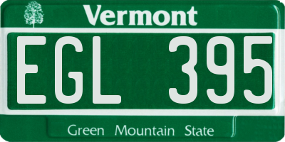 VT license plate EGL395