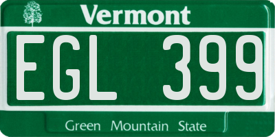 VT license plate EGL399