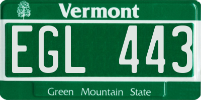 VT license plate EGL443