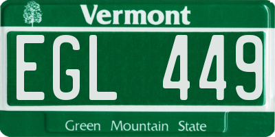 VT license plate EGL449