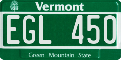 VT license plate EGL450