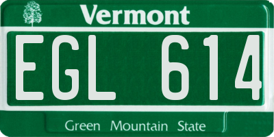 VT license plate EGL614