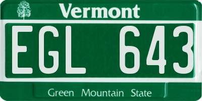 VT license plate EGL643