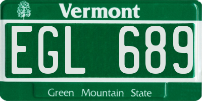 VT license plate EGL689