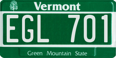 VT license plate EGL701
