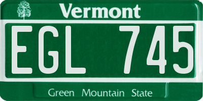 VT license plate EGL745
