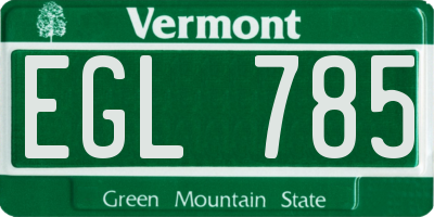 VT license plate EGL785