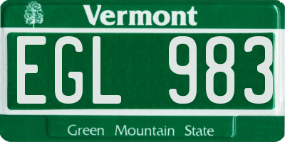 VT license plate EGL983