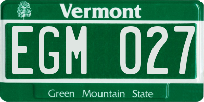 VT license plate EGM027