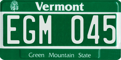 VT license plate EGM045