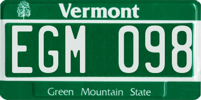 VT license plate EGM098