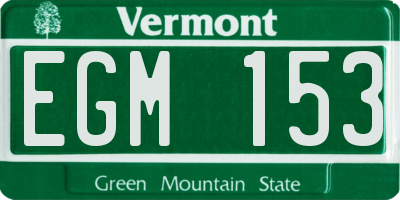 VT license plate EGM153