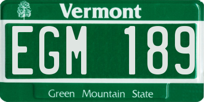 VT license plate EGM189