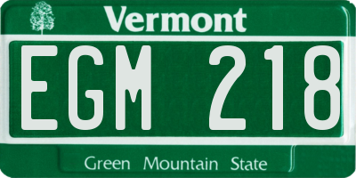 VT license plate EGM218