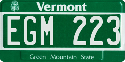 VT license plate EGM223