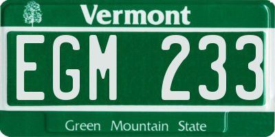 VT license plate EGM233