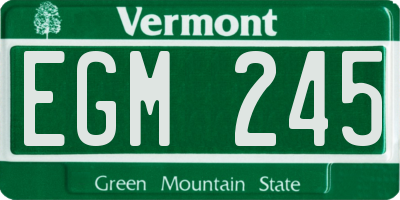 VT license plate EGM245