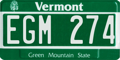 VT license plate EGM274