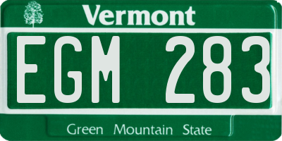 VT license plate EGM283