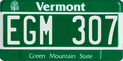 VT license plate EGM307