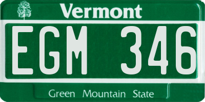 VT license plate EGM346