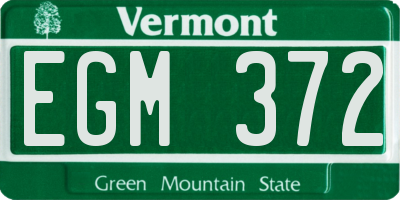 VT license plate EGM372
