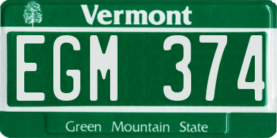 VT license plate EGM374
