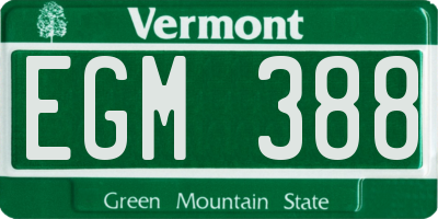 VT license plate EGM388