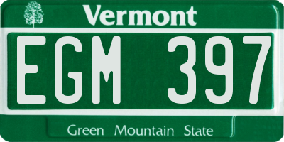 VT license plate EGM397
