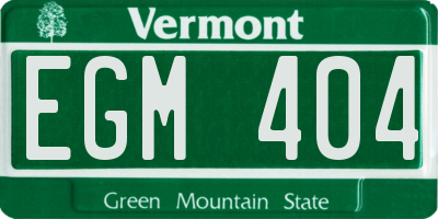 VT license plate EGM404