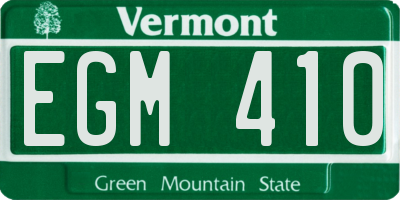 VT license plate EGM410