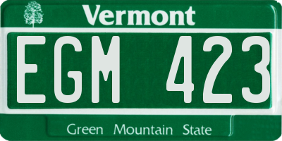 VT license plate EGM423