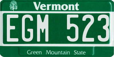 VT license plate EGM523