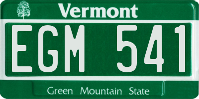VT license plate EGM541