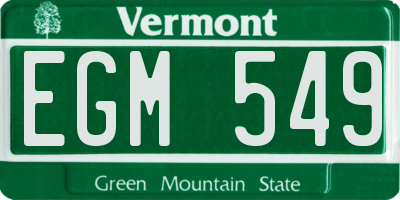 VT license plate EGM549