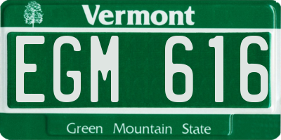VT license plate EGM616