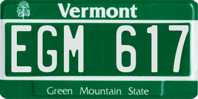 VT license plate EGM617