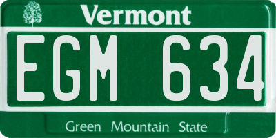 VT license plate EGM634