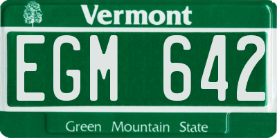 VT license plate EGM642