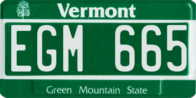 VT license plate EGM665