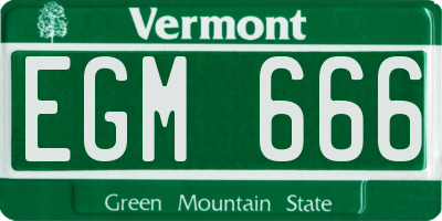 VT license plate EGM666