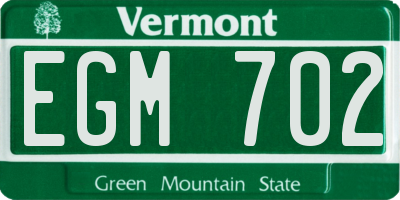 VT license plate EGM702