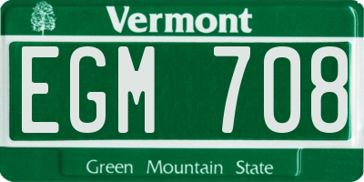 VT license plate EGM708