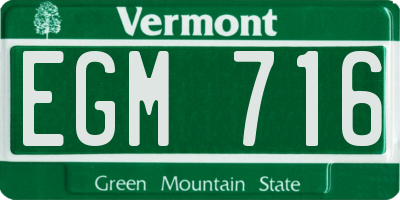 VT license plate EGM716