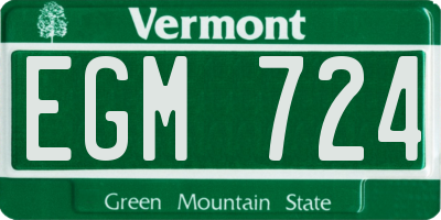 VT license plate EGM724