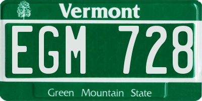VT license plate EGM728