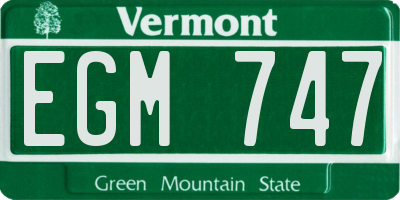 VT license plate EGM747