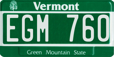 VT license plate EGM760